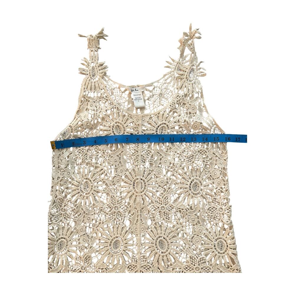 ISELA Ivory Floral Crochet Tank Top Boho Festival Mesh Lace Size Small - Picture 6 of 7